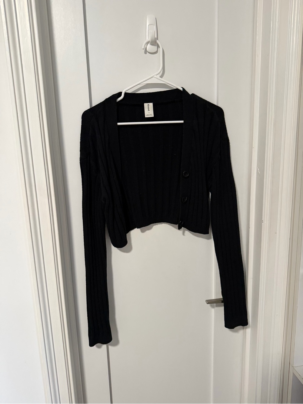 Abound Black Cropped Ribbed Cardigan